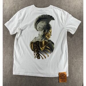 Forgotten‎ Faces 240gsm Graphic T-Shirt Men's M White Gold Skeleton Gladiator